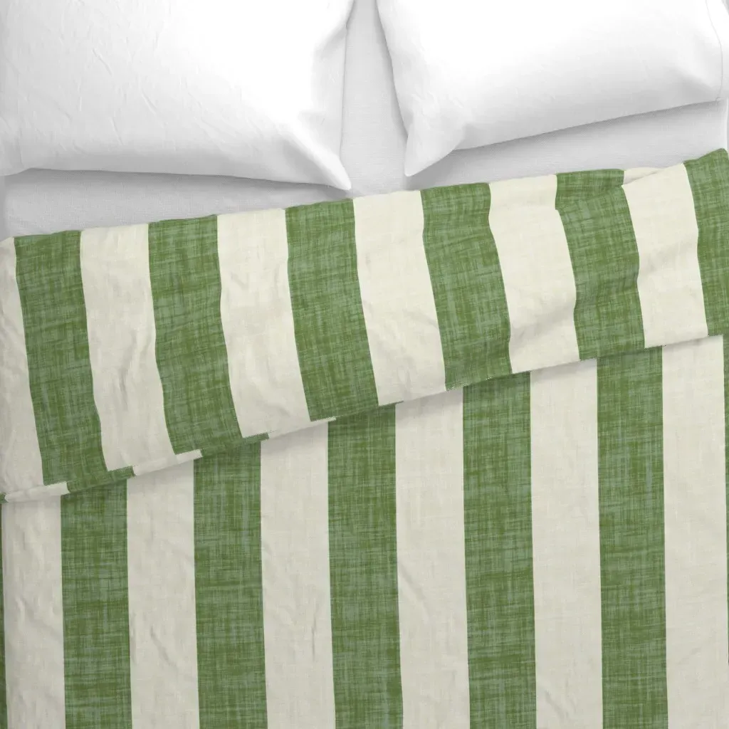 Cabana Stripe Minimal Duvet Cover - Olive Green alternate view