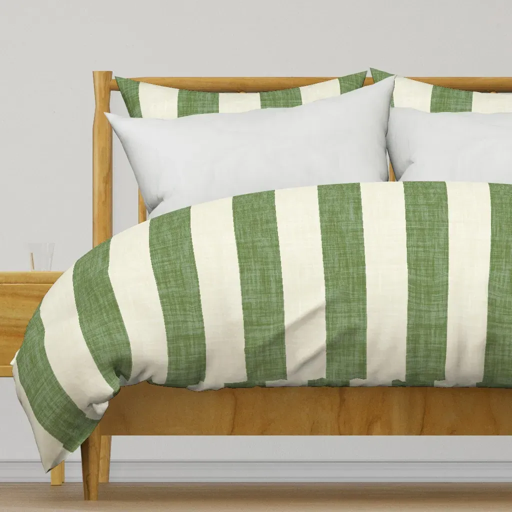 Cabana Stripe Minimal Duvet Cover - Olive Green product