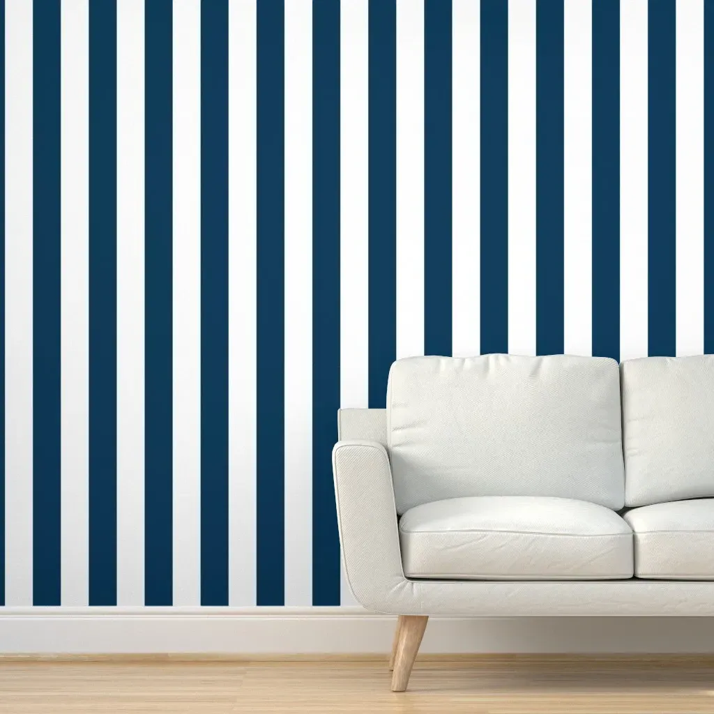 Cabana Stripe Peel and Stick Wallpaper - Navy Blue, White product