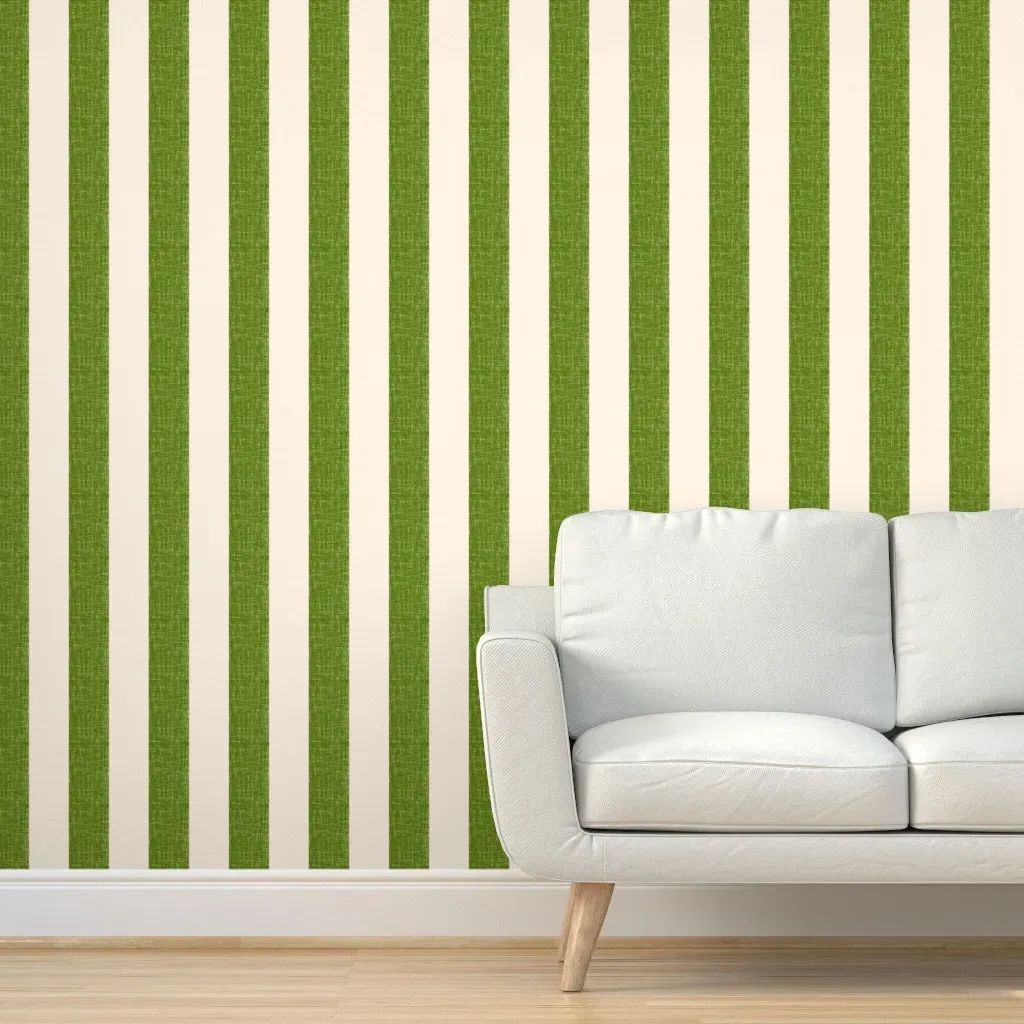 Cabana Stripe Peel and Stick Wallpaper - Olive Green, Linen product