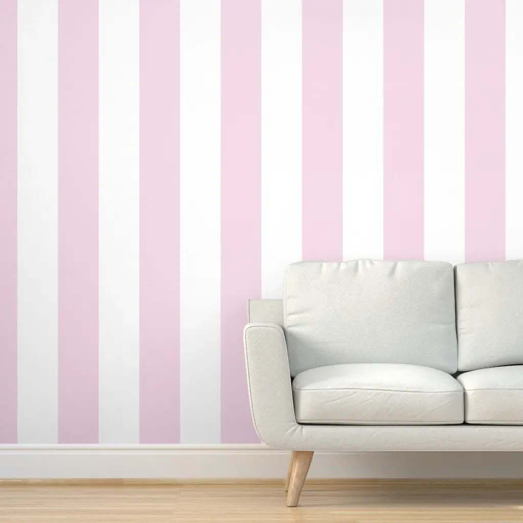 Cabana Stripes Peel and Stick Wallpaper - Light Pink, White product