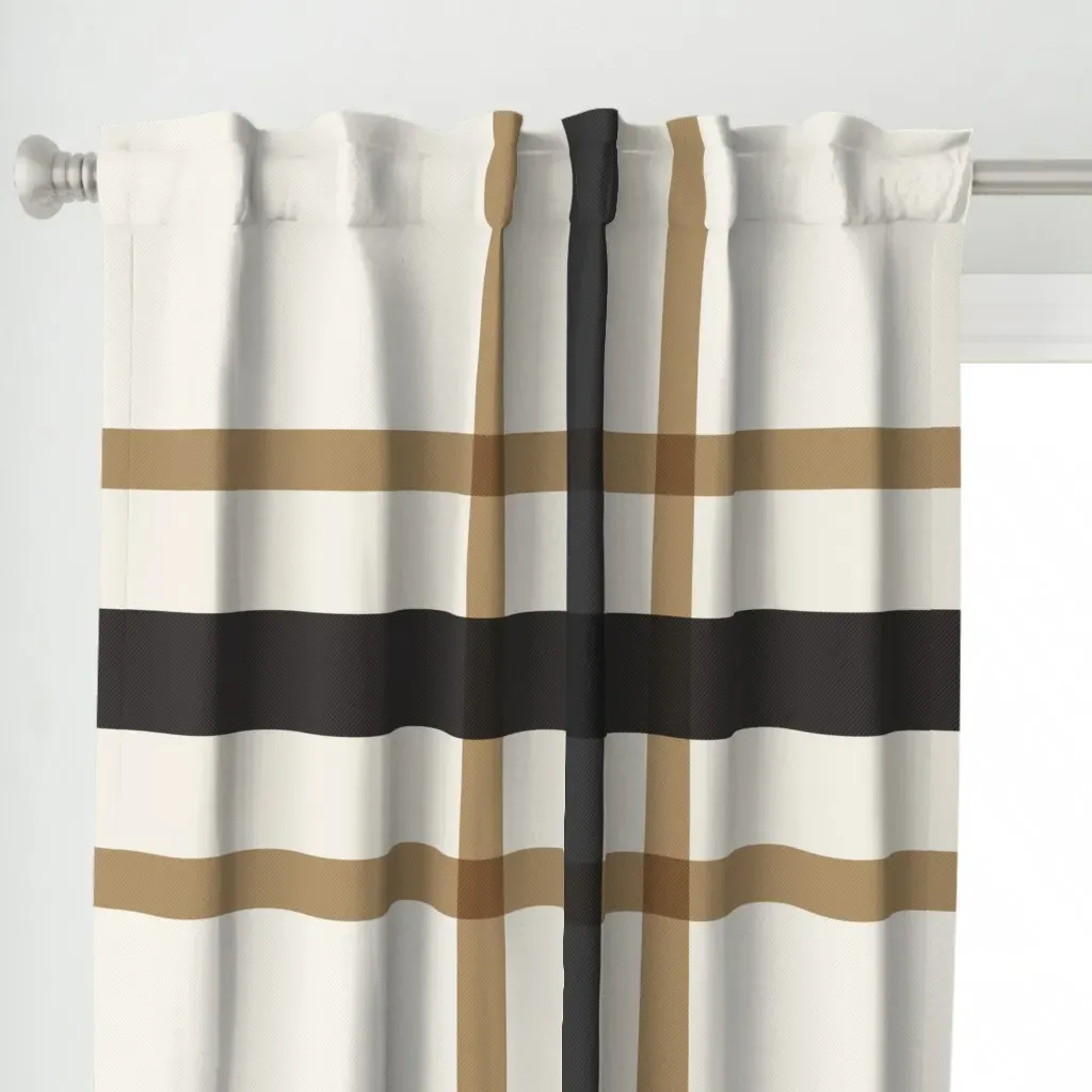 Cabin Plaid Curtain Panel - Black, Creamy alternate view
