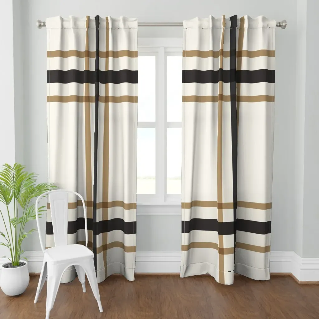 Cabin Plaid Curtain Panel - Black, Creamy product