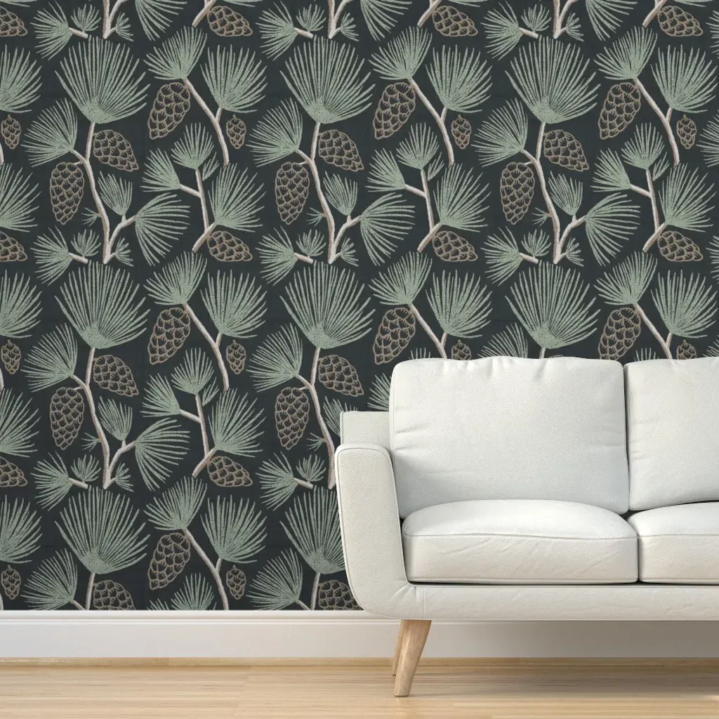 Cabincore Enchanted Forest Peel and Stick Wallpaper - Dusty Green product