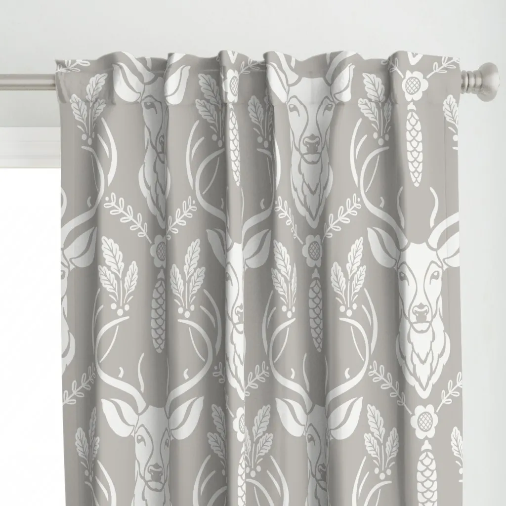 Cabincore Forest Deer Curtain Panel - White alternate view