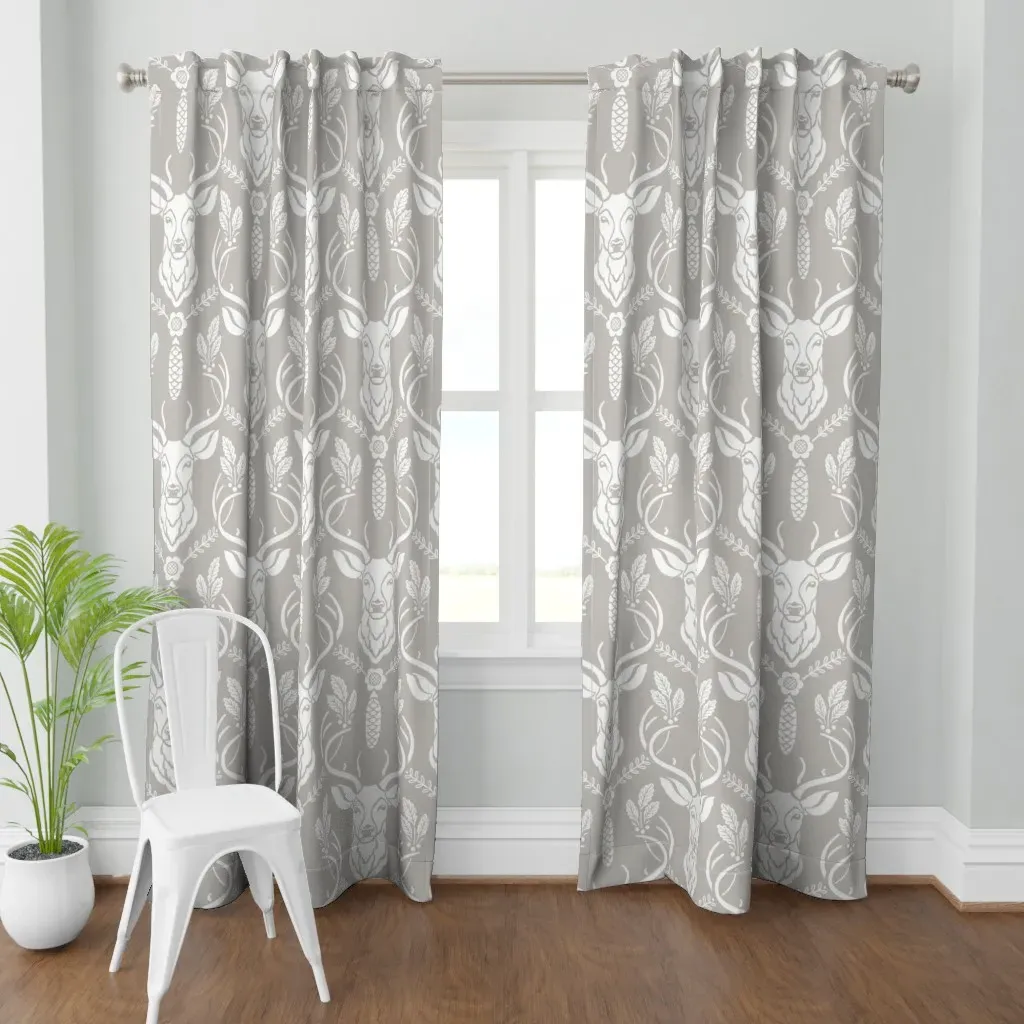 Cabincore Forest Deer Curtain Panel - White product