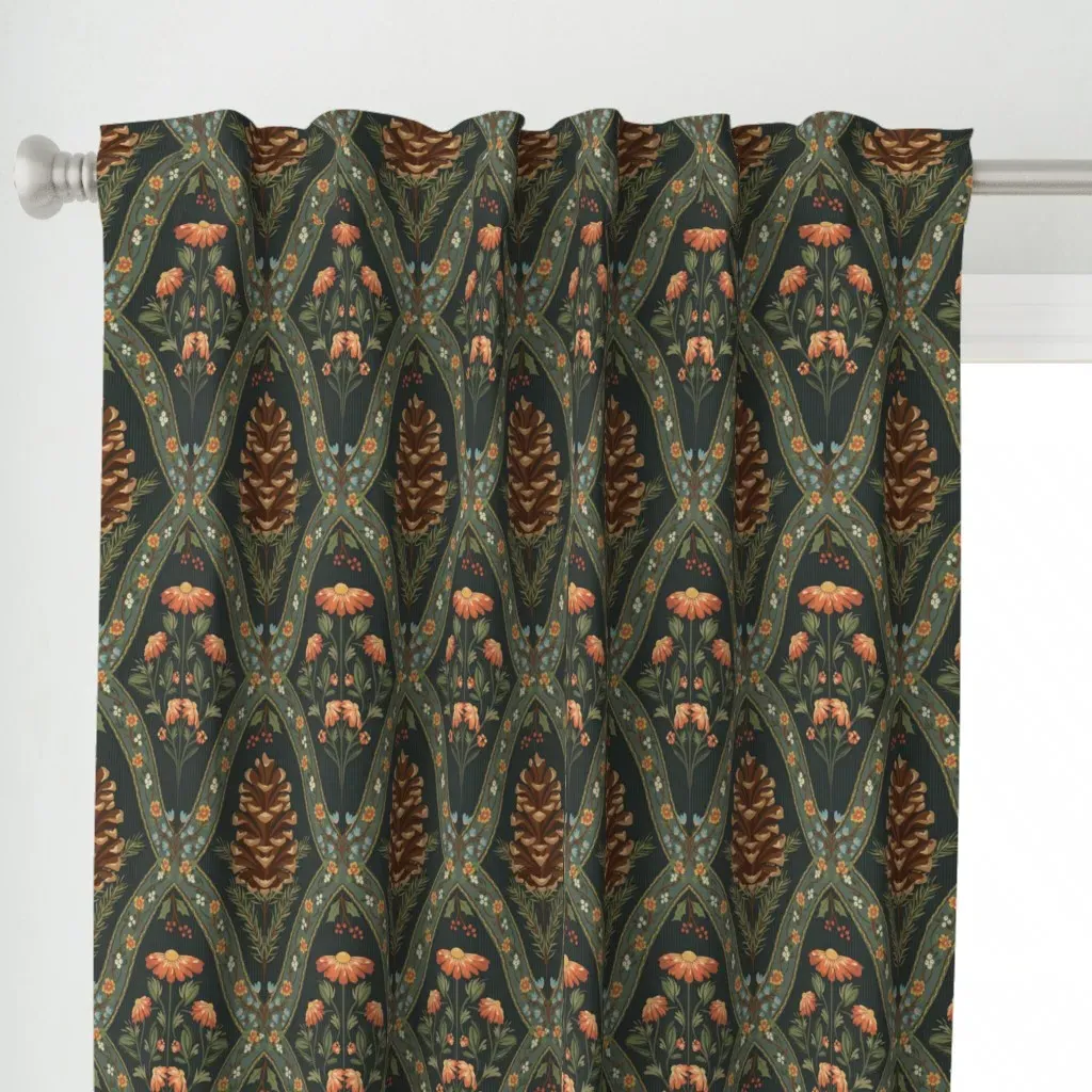 Cabincore Forest Tapestry Curtain Panel - Brown alternate view