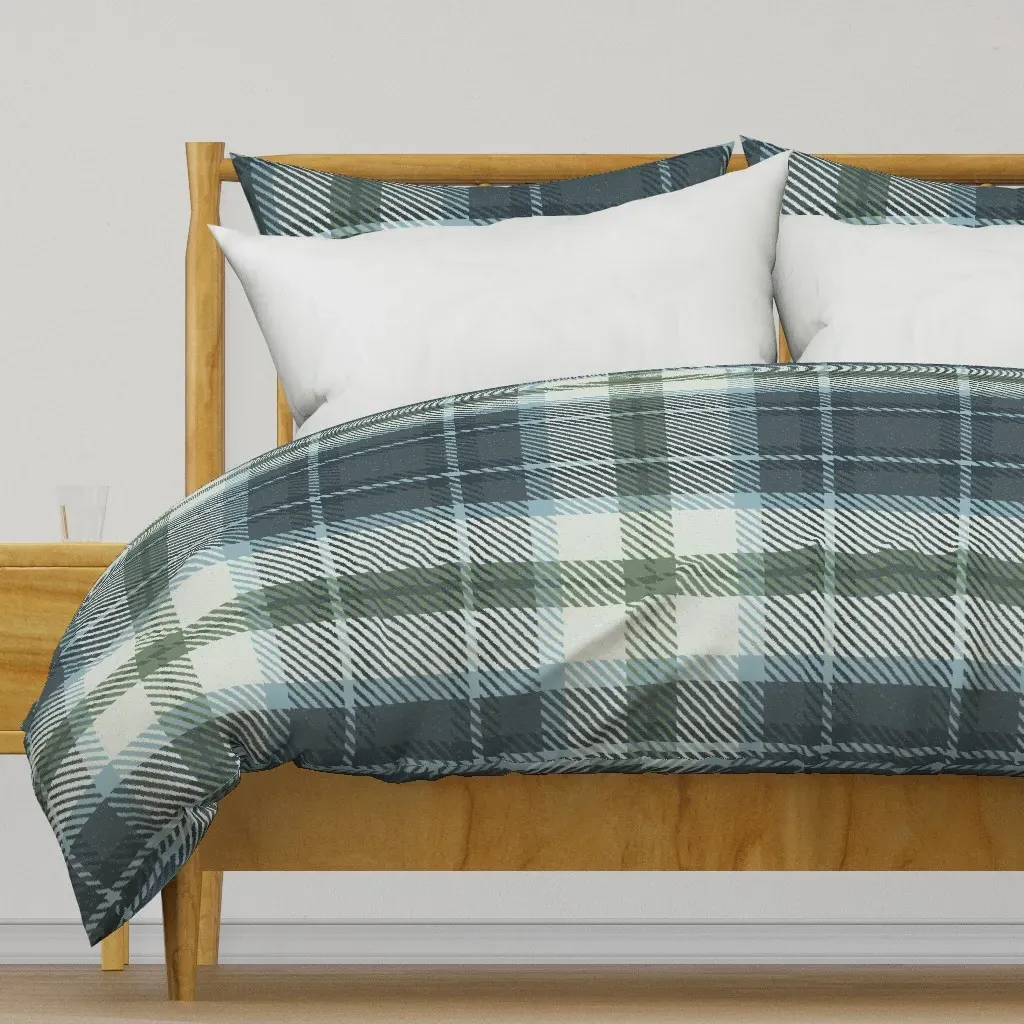 Cabincore Jumbo Plaid Duvet Cover - Slate Blue product