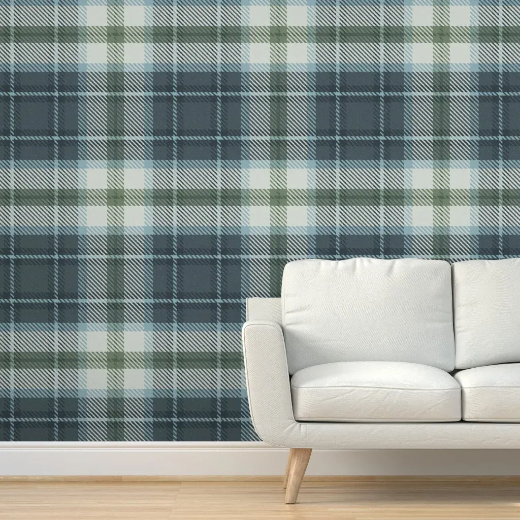 Cabincore Jumbo Plaid Peel and Stick Wallpaper - Slate Blue product