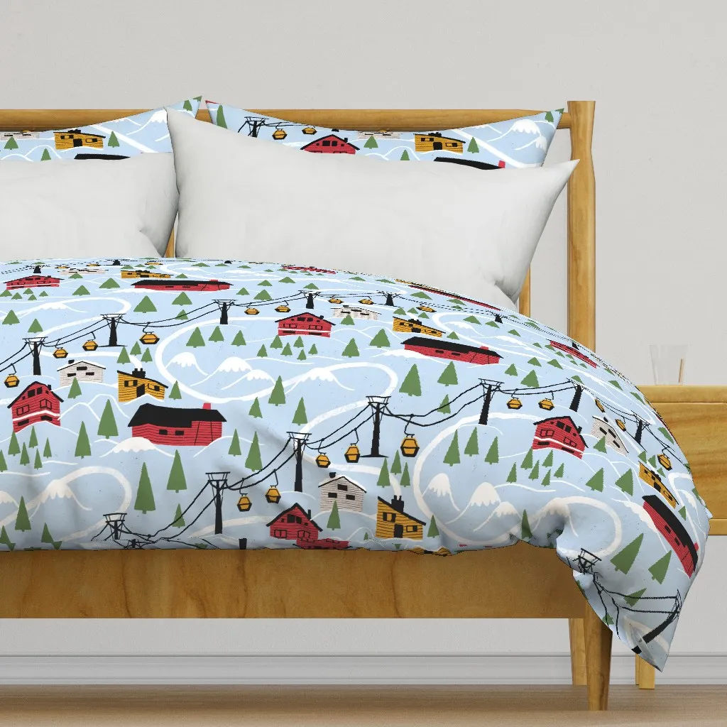 Cabincore Ski Winter Duvet Cover - Red product
