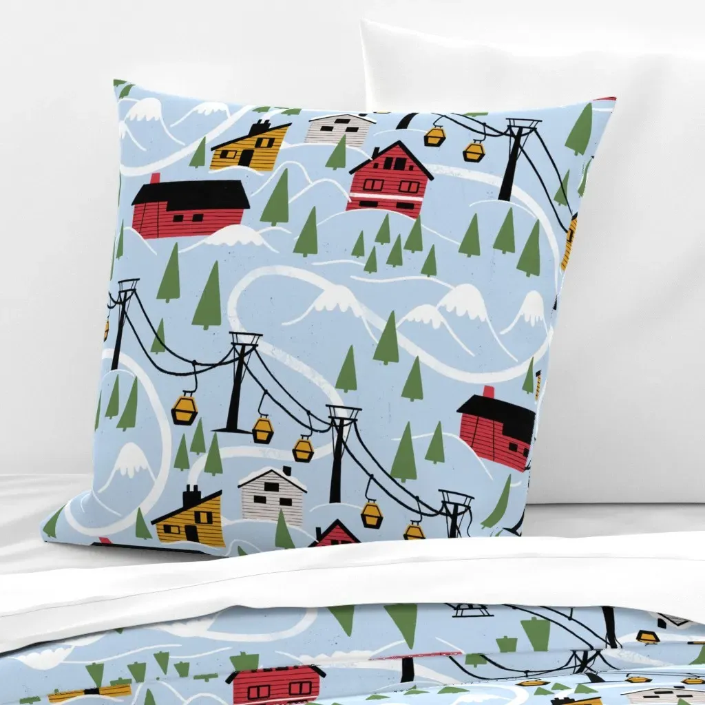 Cabincore Ski Winter Wonderland Euro Pillow Sham - Red product