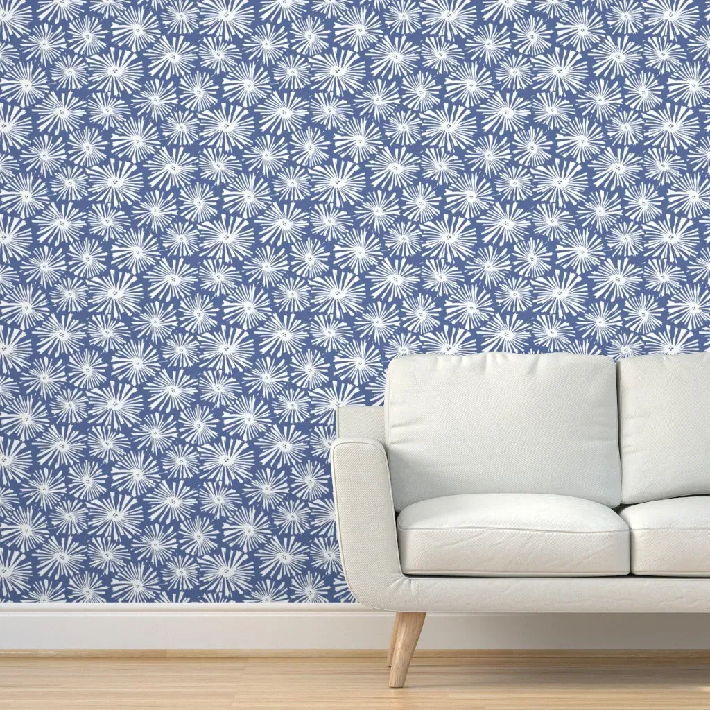 Cactus Bloom Peel and Stick Wallpaper - Periwinkle, White product