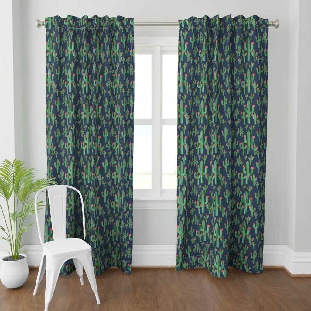 Cactus Flowers Curtain Panel - Green product