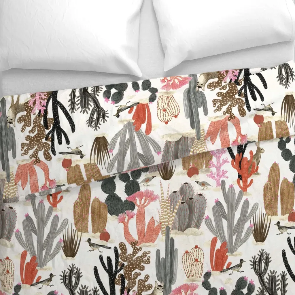 Cactus Garden Large Duvet Cover - Gray alternate view
