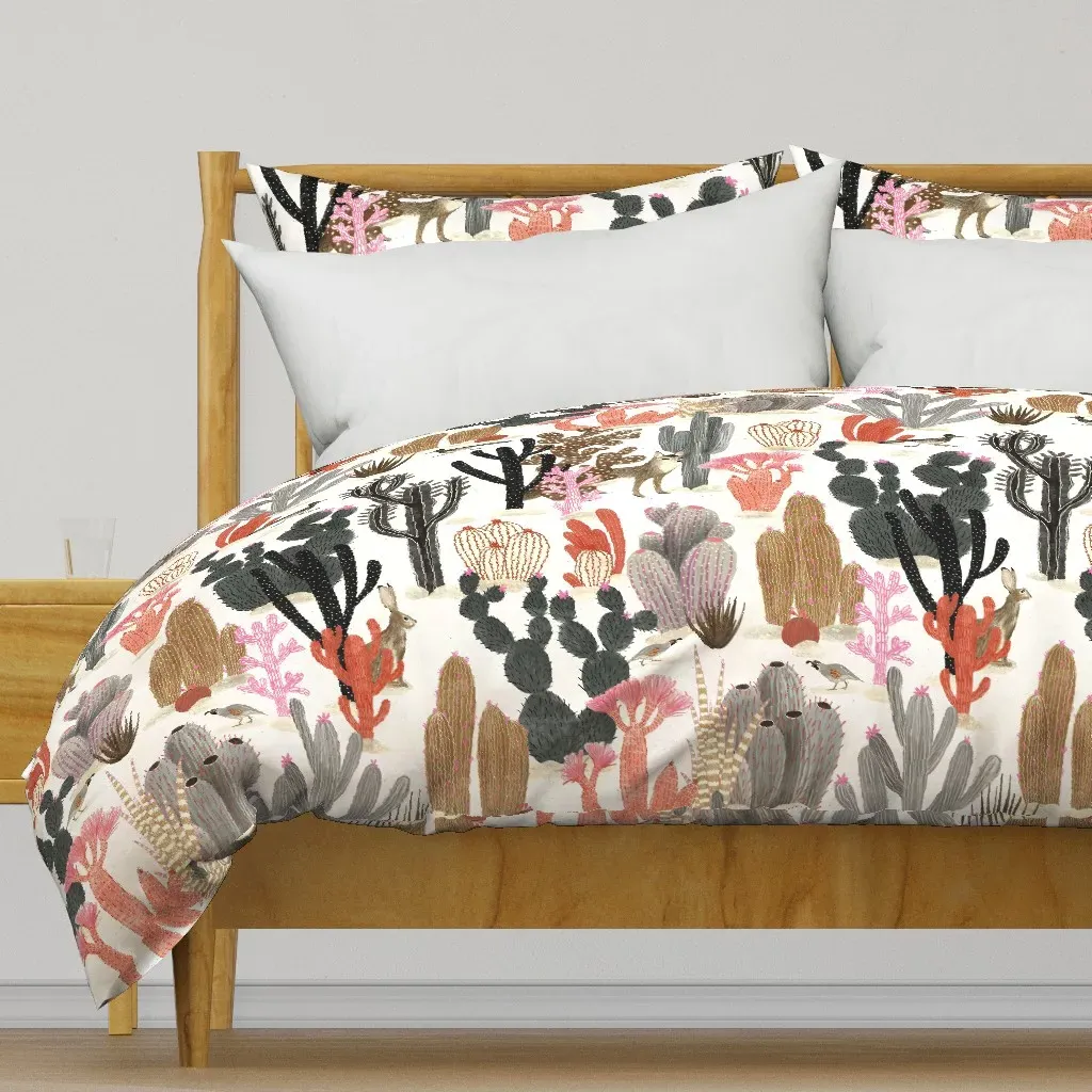 Cactus Garden Large Duvet Cover - Gray product