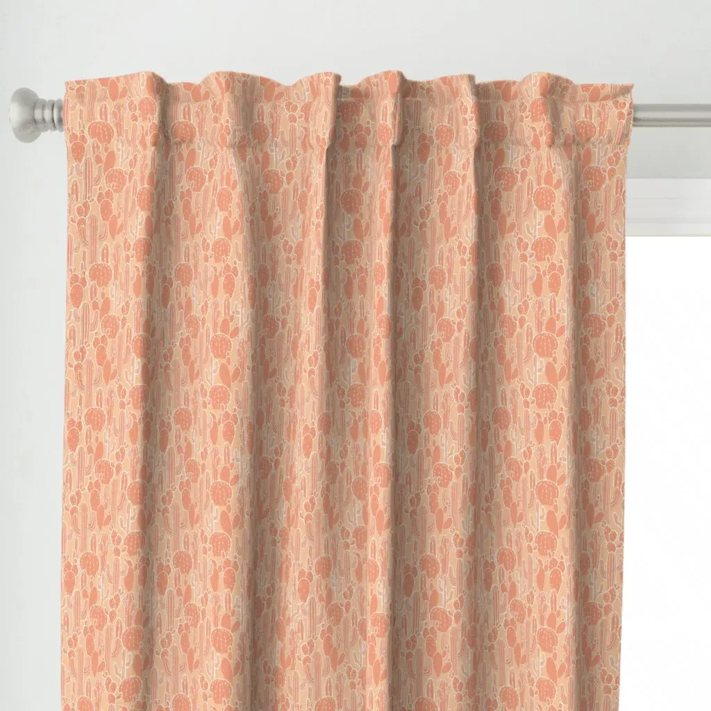 Cactus Patch Small Shell Curtain Panel - Peach alternate view