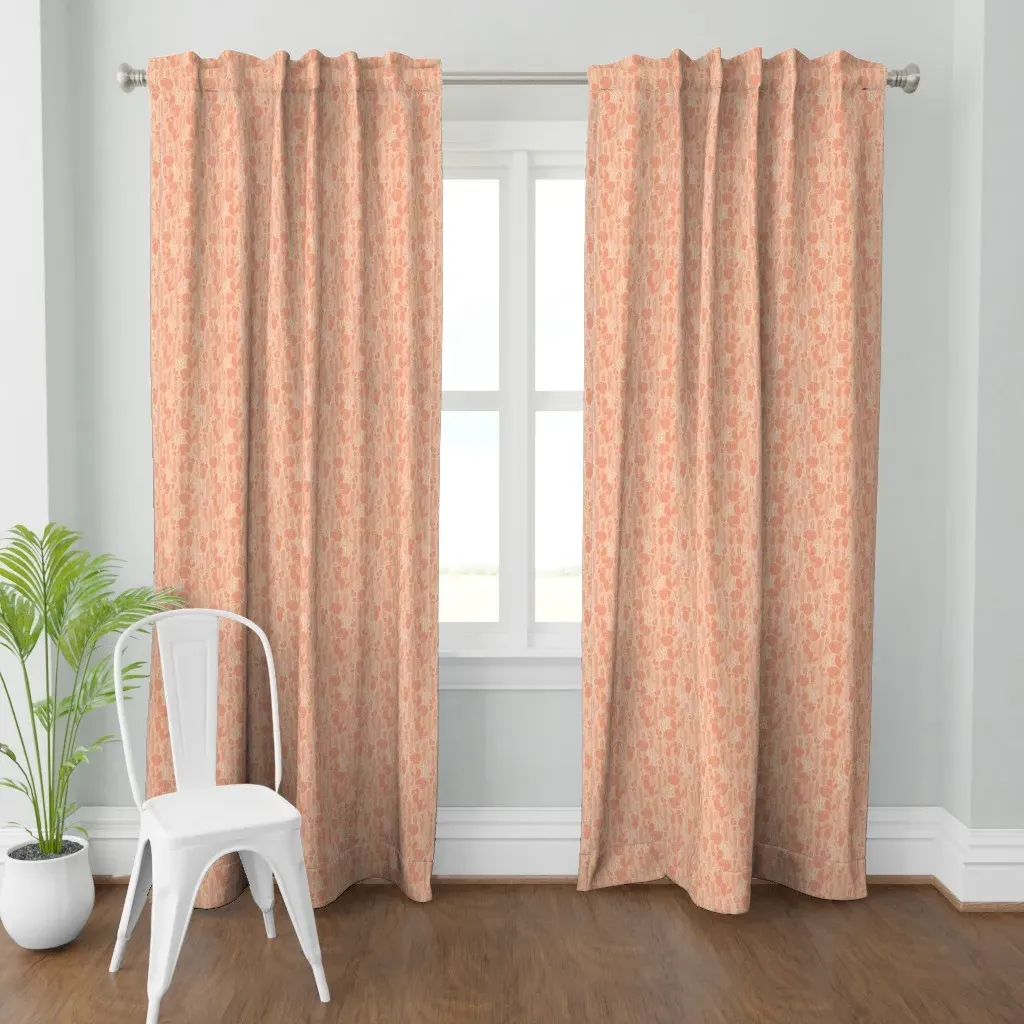 Cactus Patch Small Shell Curtain Panel - Peach product