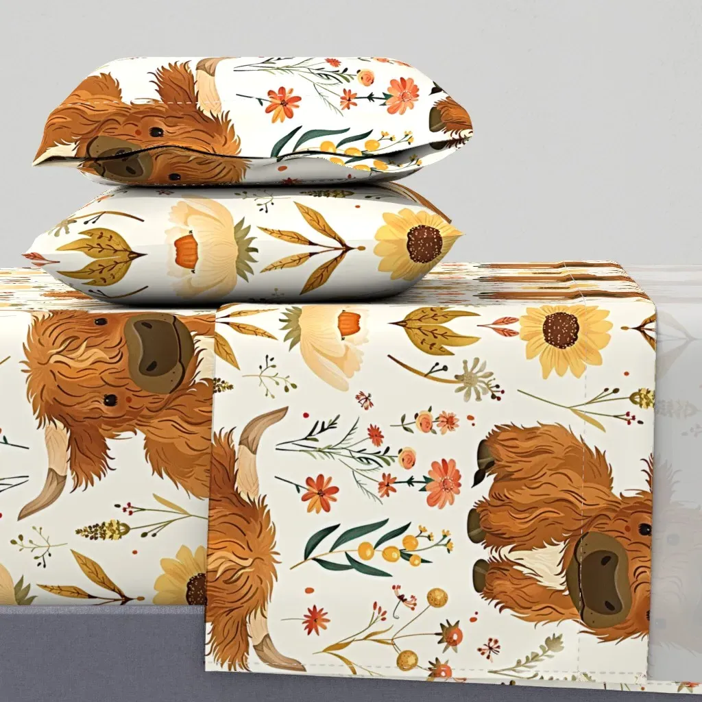 Calf On Floral Queen Sheet Set - Brown product