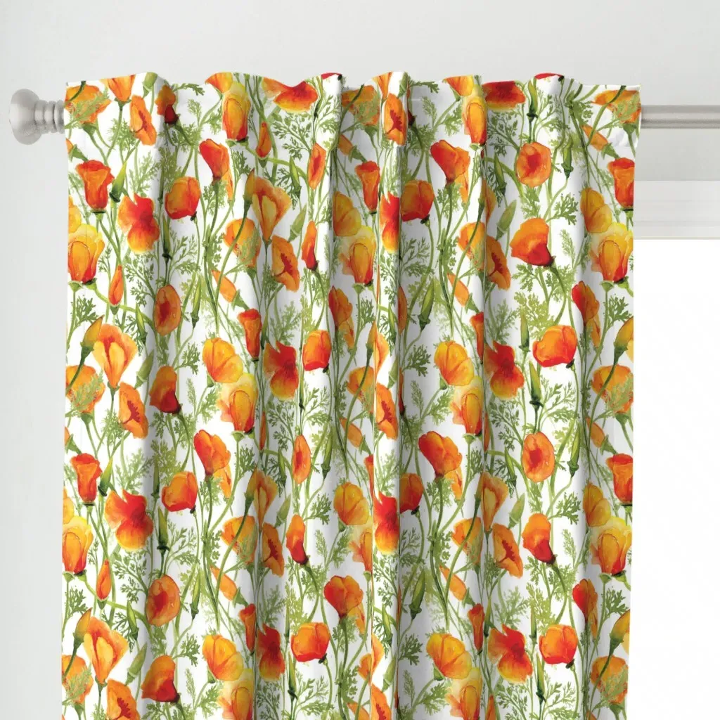 California Poppies Curtain Panel - Orange alternate view