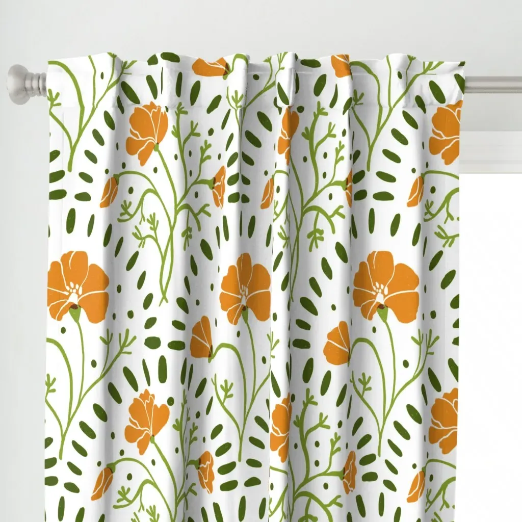 California Poppy Curtain Panel - Orange alternate view