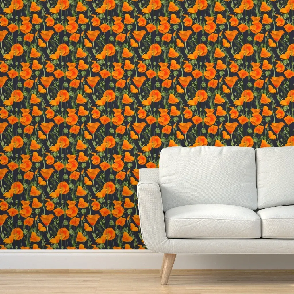 California Poppy Peel and Stick Wallpaper - Orange product