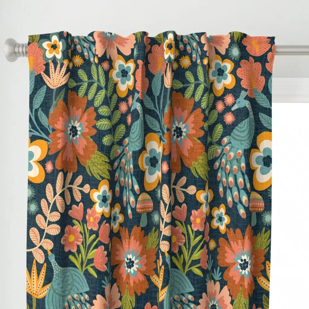 Calliope Boho Curtain Panel - Teal alternate view