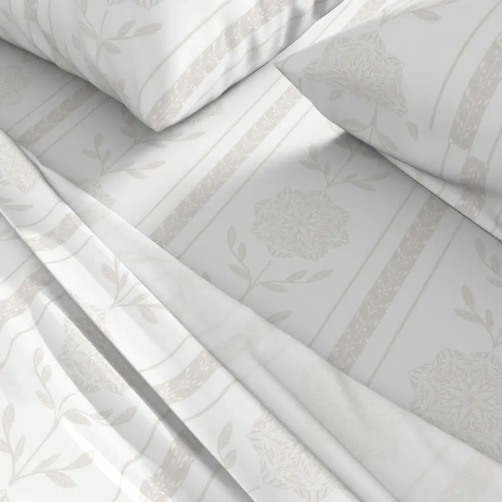 Calm And Collected Floral Stripe Queen Sheet Set - Beige alternate view