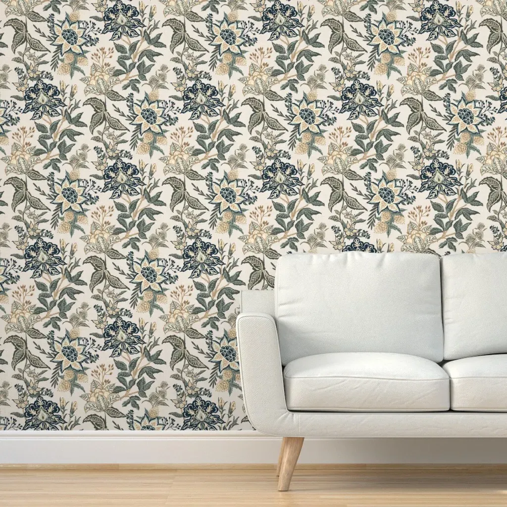 Calm Botany Chintz Peel and Stick Wallpaper - Navy Blue product