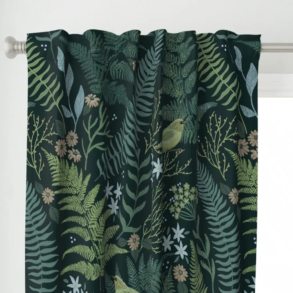Calm Fern Curtain Panel - Forest Green alternate view