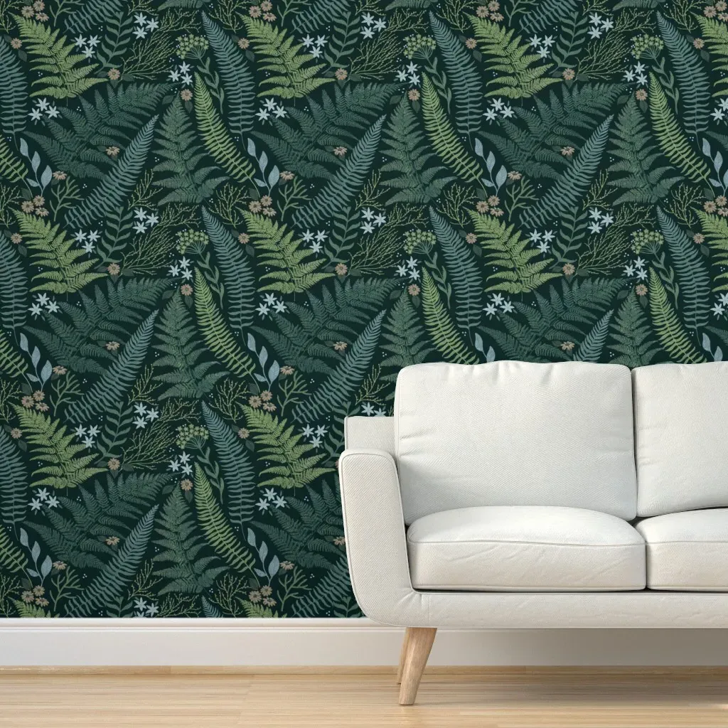 Calm Forest Peel and Stick Wallpaper - Dark Green product