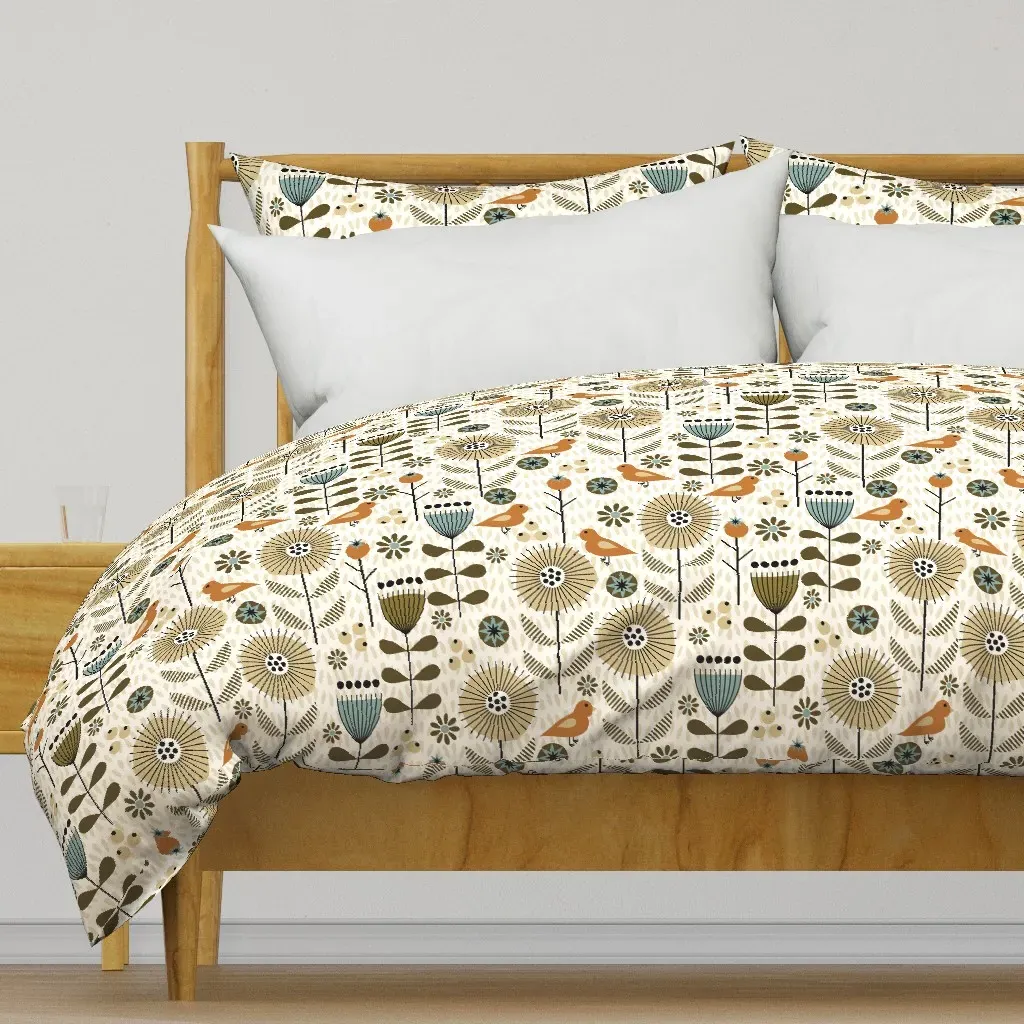 Calm Scandi Meadow-Folk Duvet Cover - Beige product