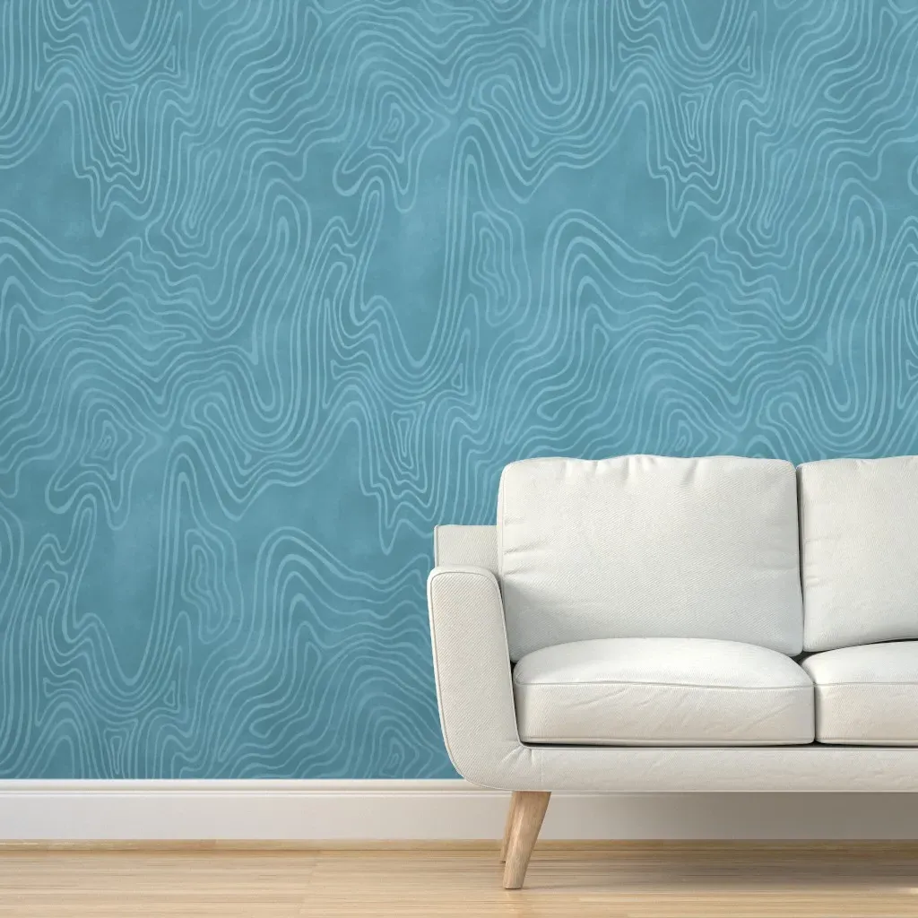 Calming Rustic Waves Peel and Stick Wallpaper - Teal product