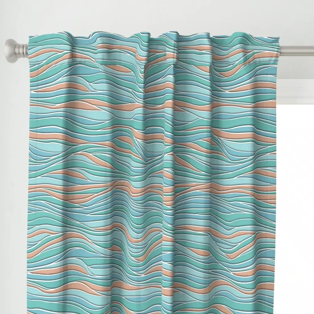 Calming Waves Curtain Panel - Teal alternate view