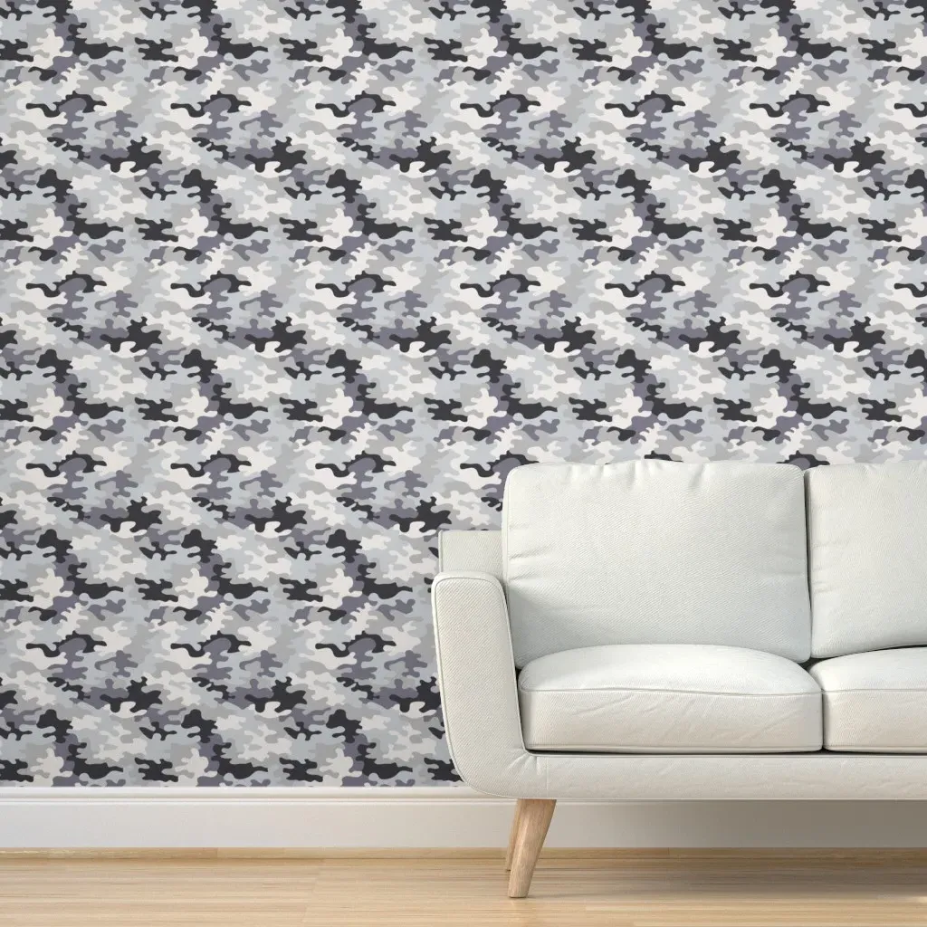 Camo Peel and Stick Wallpaper Removable - Dark Grey product