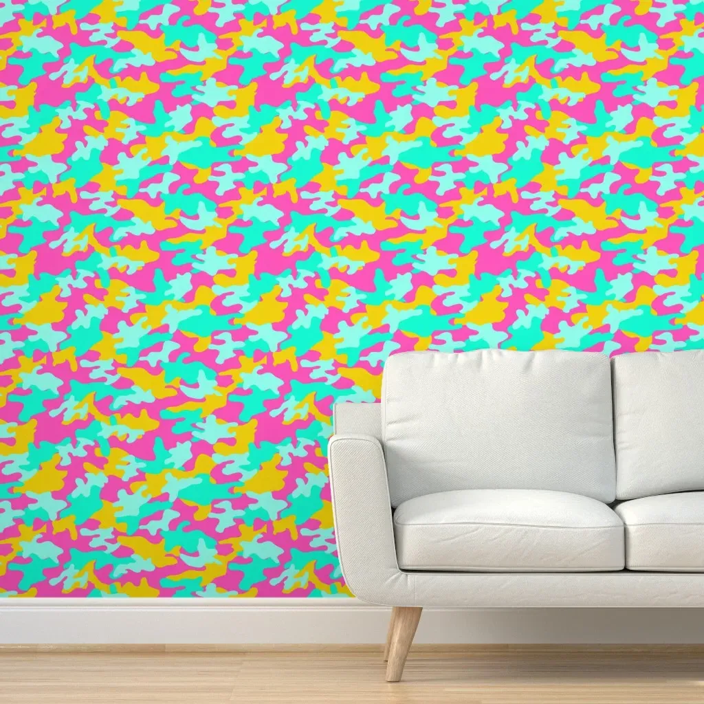 Camouflage Neon Peel and Stick Wallpaper - Pink product