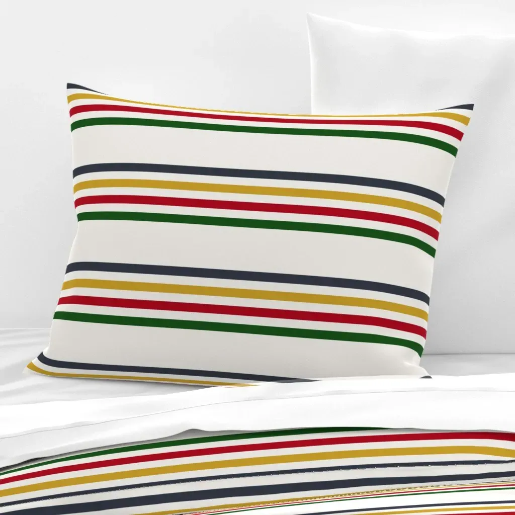 Camp Blanket Half Inch Stripes Knife Edge - Cream, Cotton Sateen product