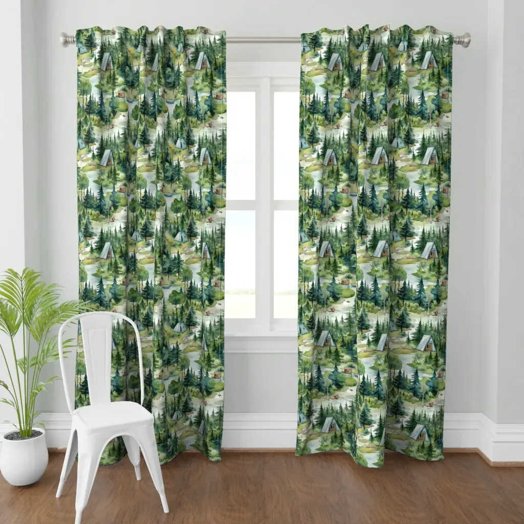 Camping In Forest Curtain Panel - Green product