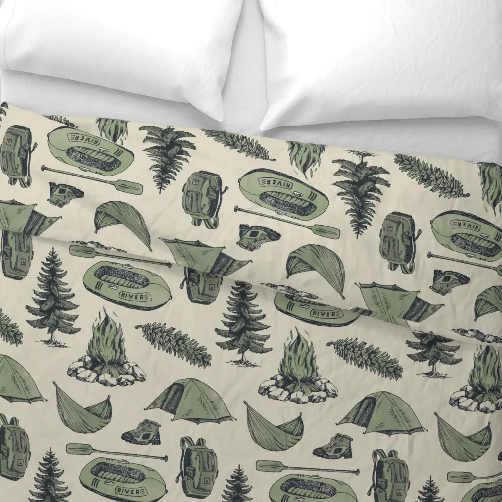 Camping Trip Conversational Duvet Cover - Green alternate view