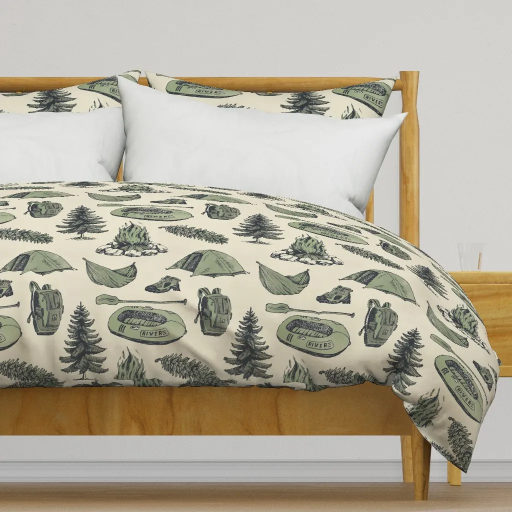 Camping Trip Conversational Duvet Cover - Green product