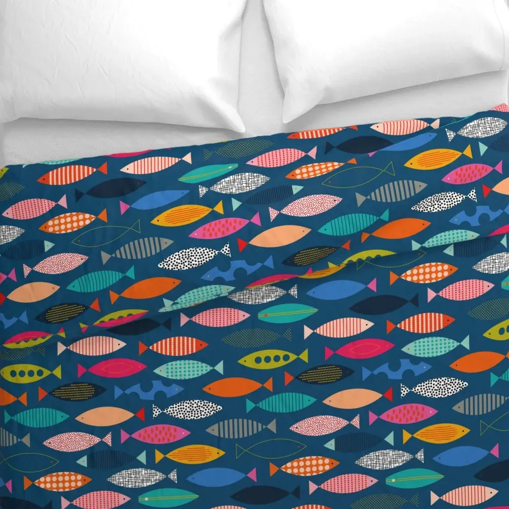 Can You Spot The Surfboard Duvet Cover - Teal alternate view