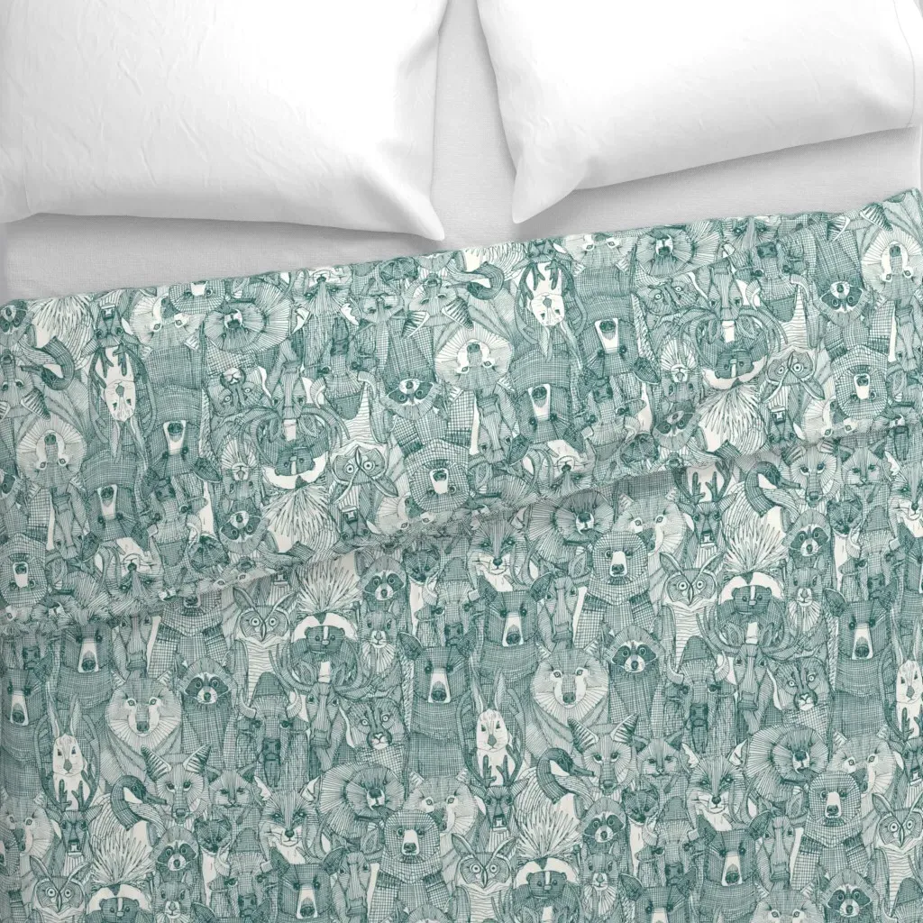 Canadian Animals Half Duvet Cover - Teal alternate view