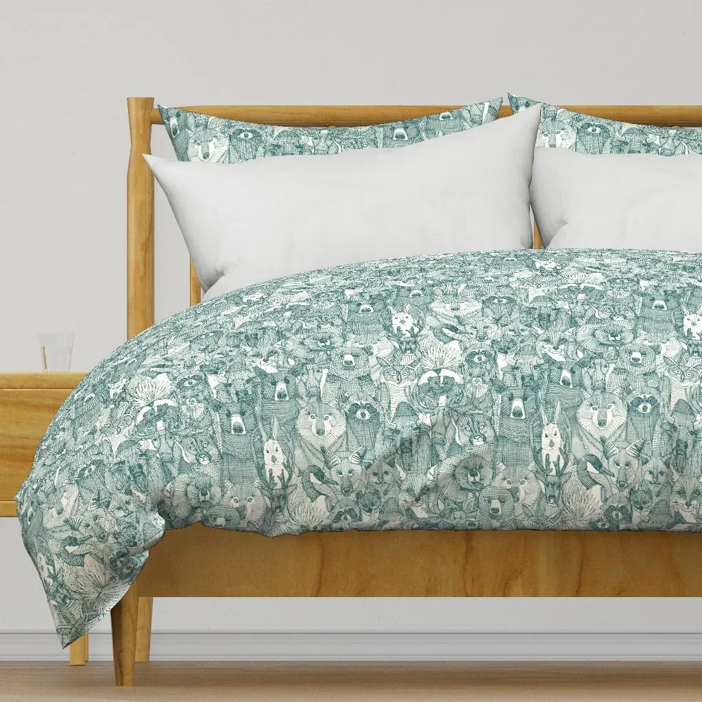 Canadian Animals Half Duvet Cover - Teal product