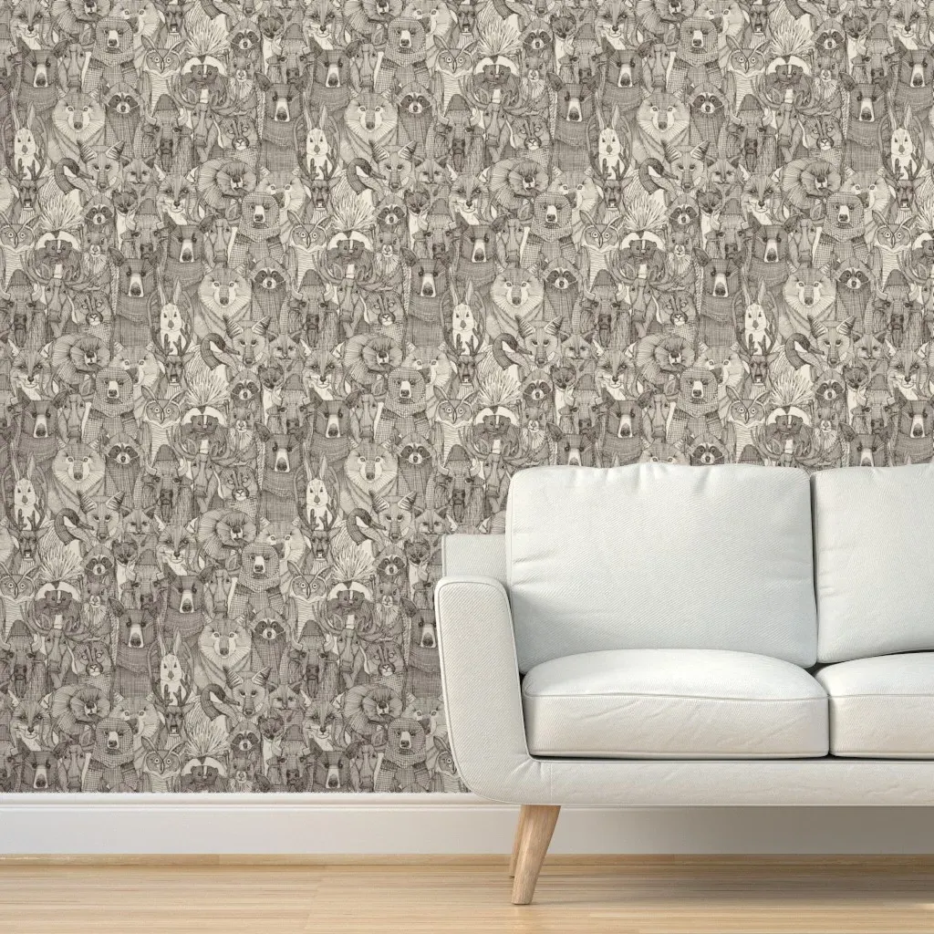 Canadian Animals Peel and Stick Wallpaper - Gray, Brown product