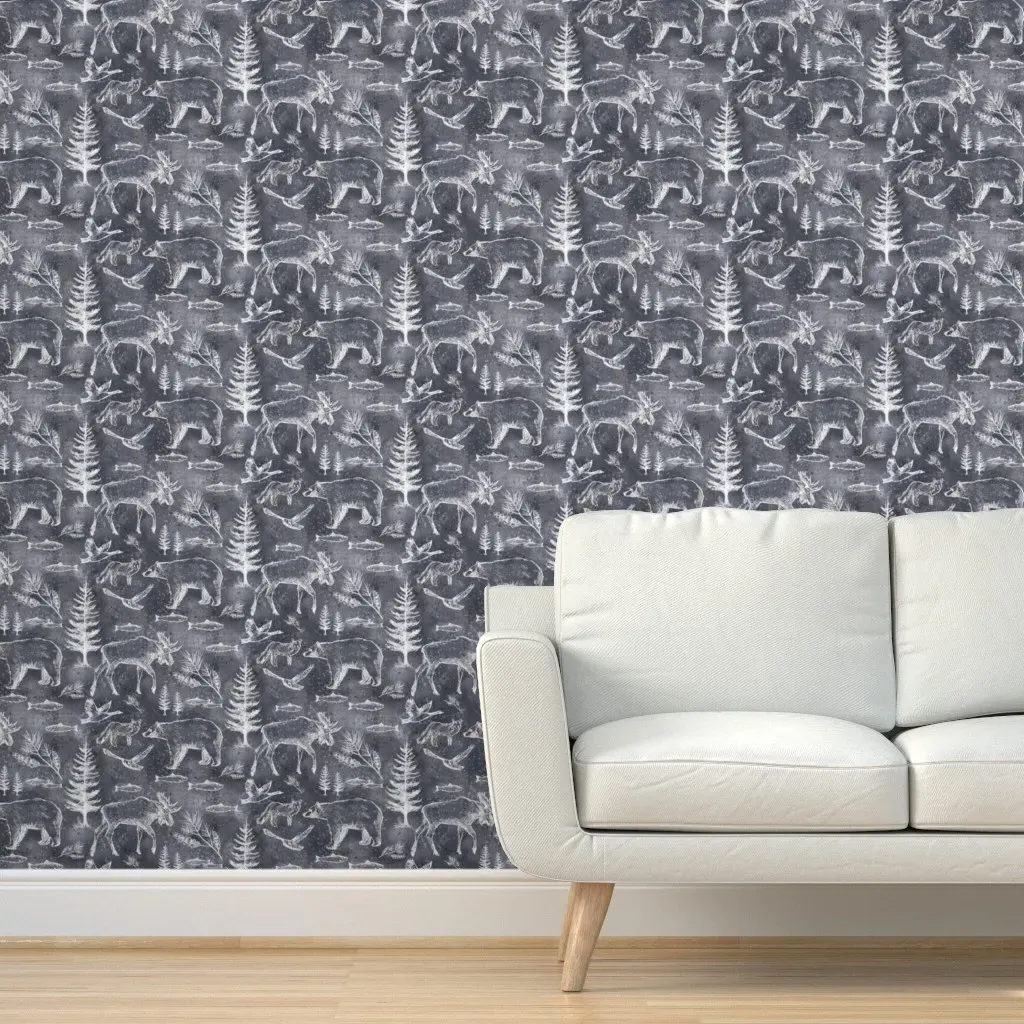 Canadian Wildlife Peel and Stick Wallpaper - Dark Slate Blue product
