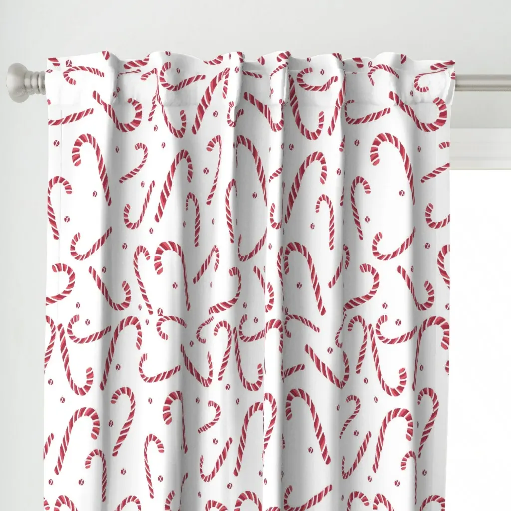 Candy Canes Large Curtain Panel - Red alternate view