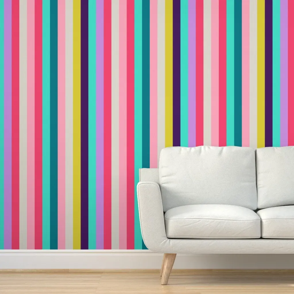 Candy Coordinate Stripes Peel and Stick Wallpaper - Blue, Pink, Yellow product