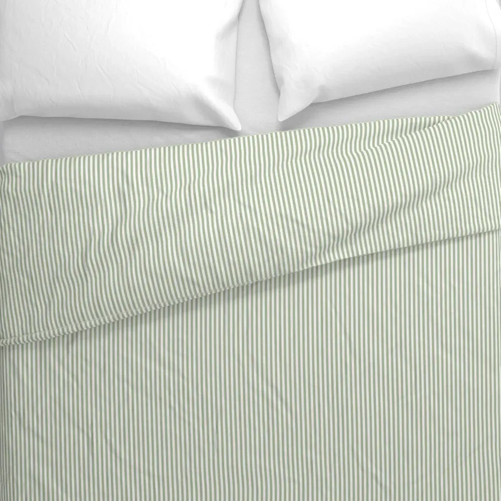 Candy Stripe Duvet Cover - Sage Green alternate view