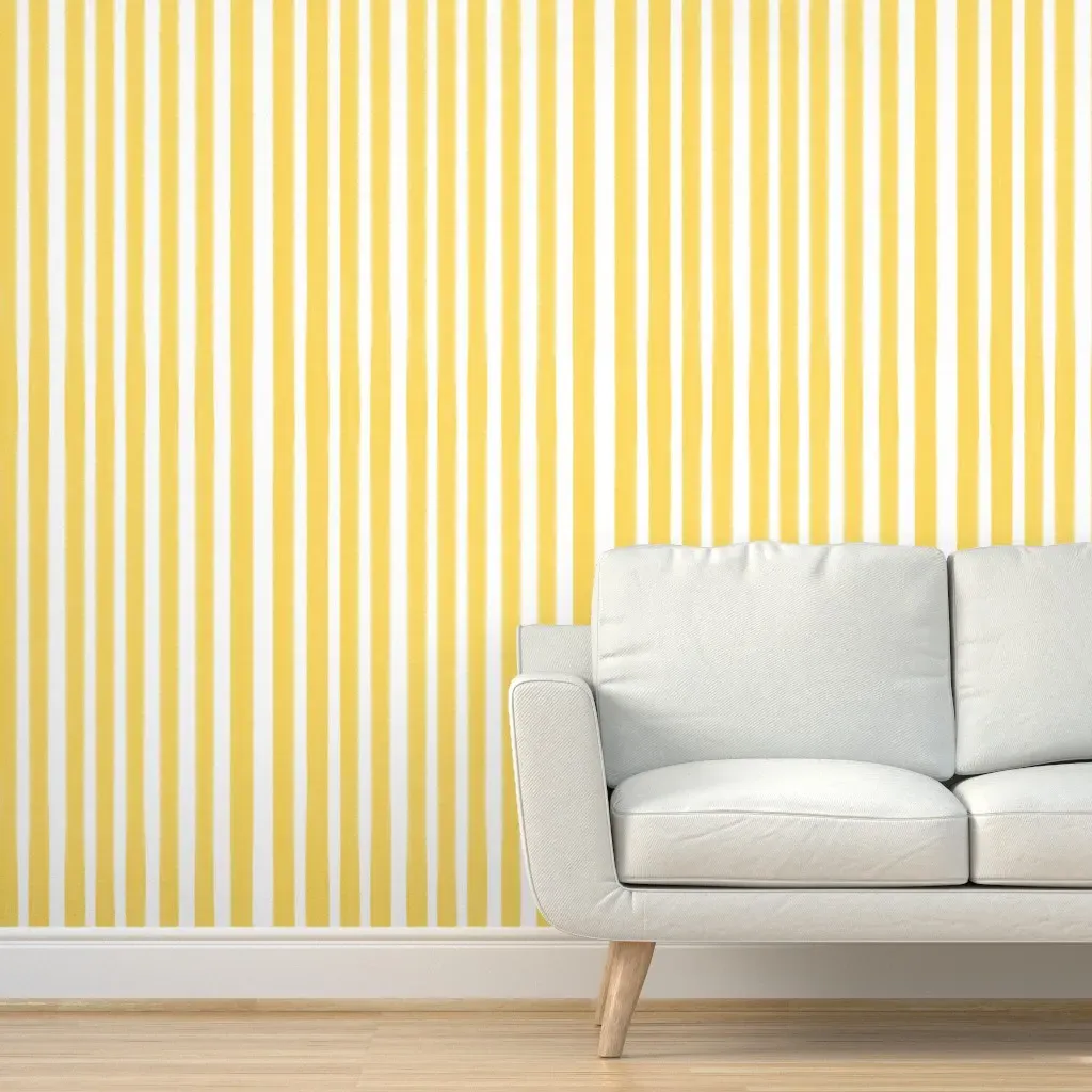 Candy Stripe Peel and Stick Wallpaper - Lemon Yellow product