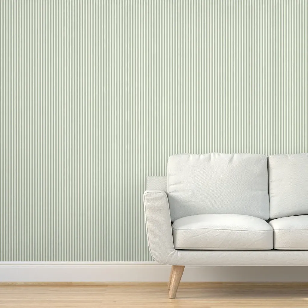 Candy Stripe Peel and Stick Wallpaper - Sage Green, Cream product