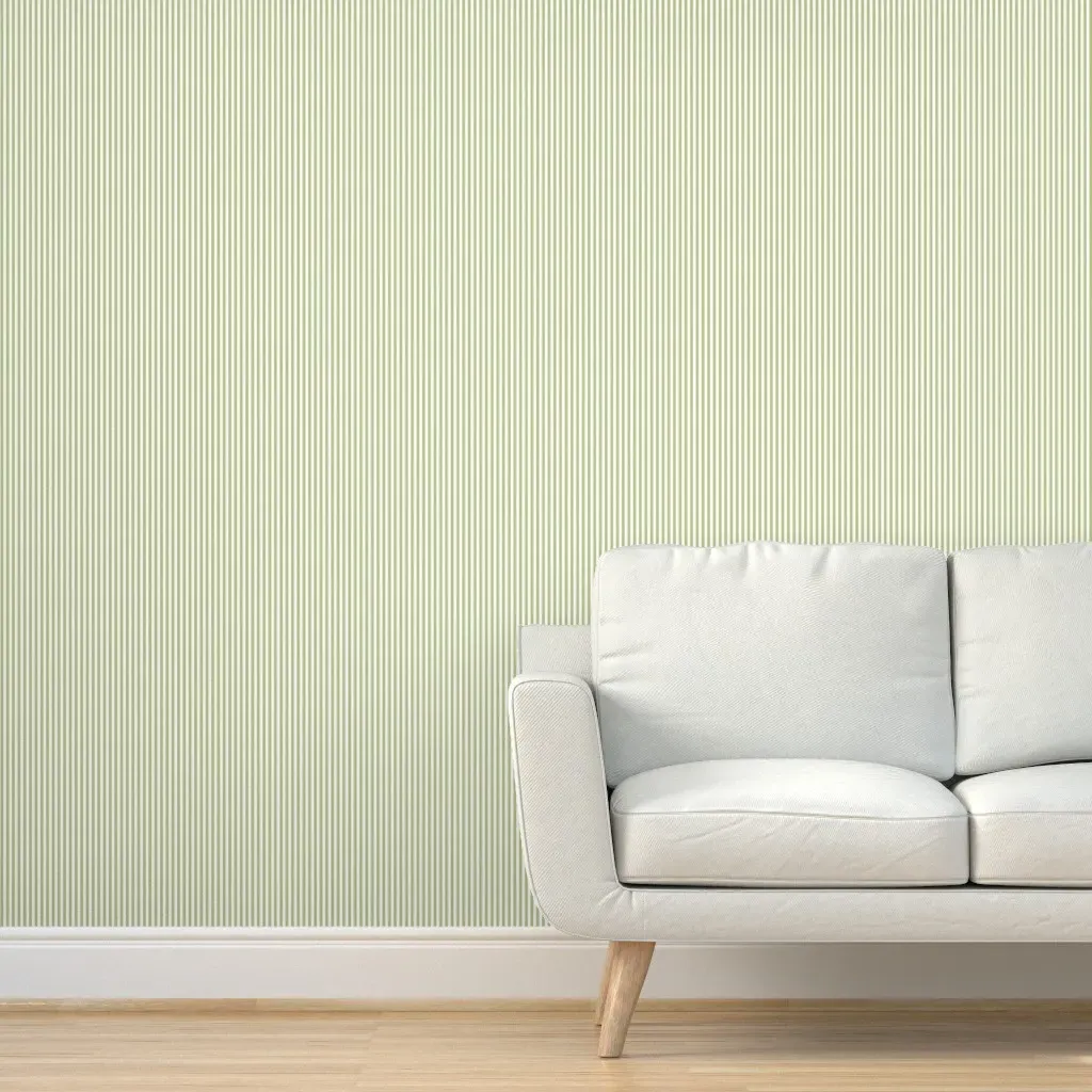 Candy Stripe Peel and Stick Wallpaper - Sage Green, White product
